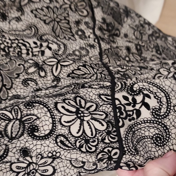 Valley Girl Cream w/ Black Floral and Paisley Print Sleeveless Sheath Dress S Sm - Picture 3 of 9